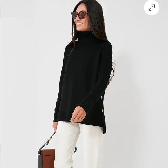 NEW Tuckernuck Sophia Sweater Wool Turtle Neck Knit Gold Buttons Small - Picture 2 of 7